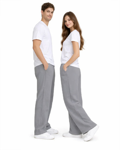 Younglay Branded Wide-Leg Fleece Trouser - Stone Grey UT-28