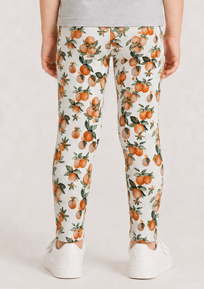 Branded Girl's Citrus Orange Printed Leggings GTD-18