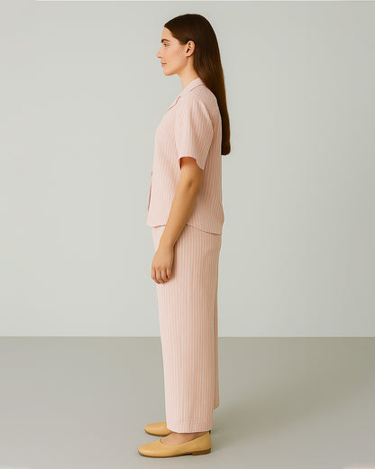 Zelig Branded Pink & White Striped Co-Ord Set WCS-14