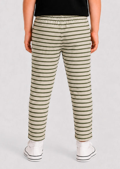 Branded Kids Trouser Cream color with light green stripes KUT-01