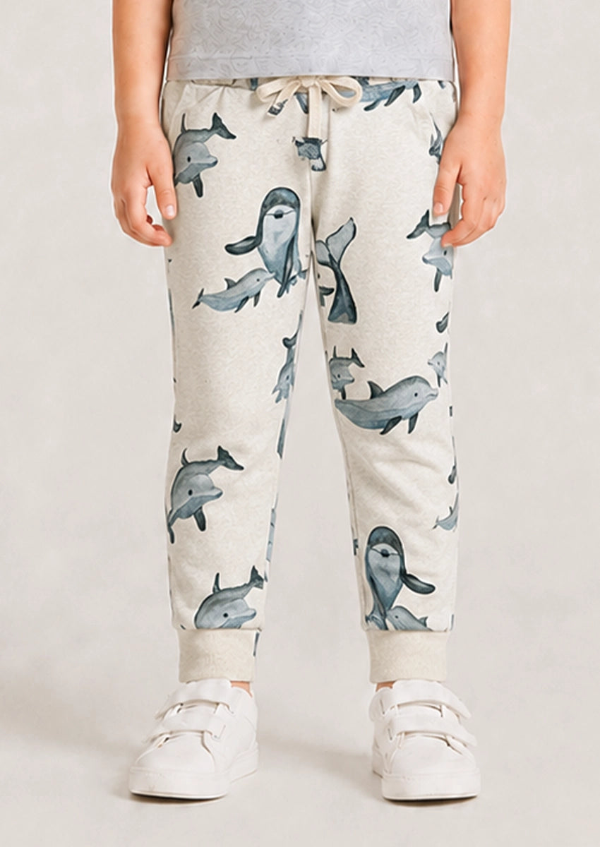 Branded Kids Trouser Beige color Dolphin printed stripes KUT-03