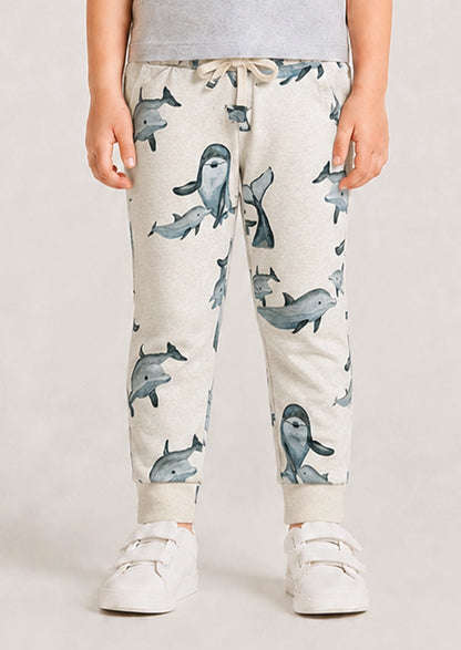 Branded Kids Trouser Beige color Dolphin printed stripes KUT-03