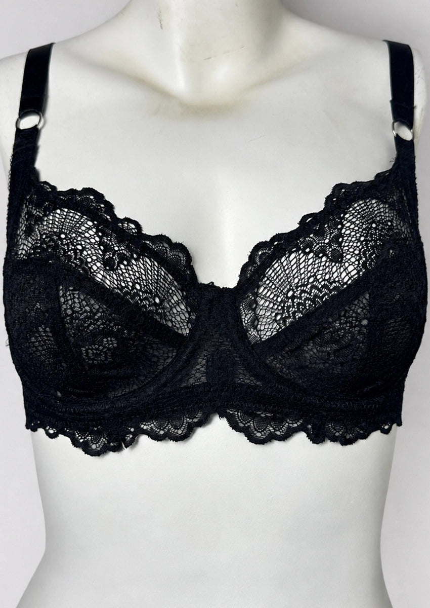 Primarky Premium Elegant Black Lace Full-Figure Bra WBS-06