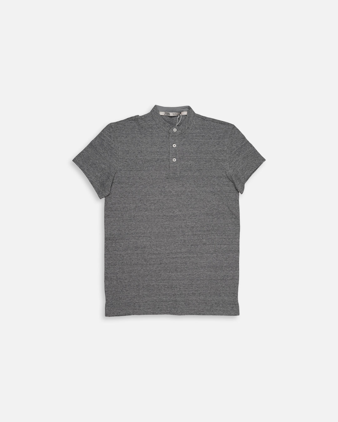 ZARRAA Branded Men’s Mandarin Collar Henley T-Shirt – Grey MPT-68