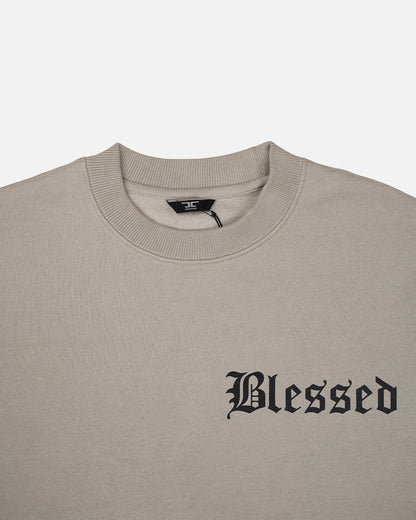 Jardan Branded Men’s “Blessed” Printed Fleece Sweatshirt – Beige MSWT-04