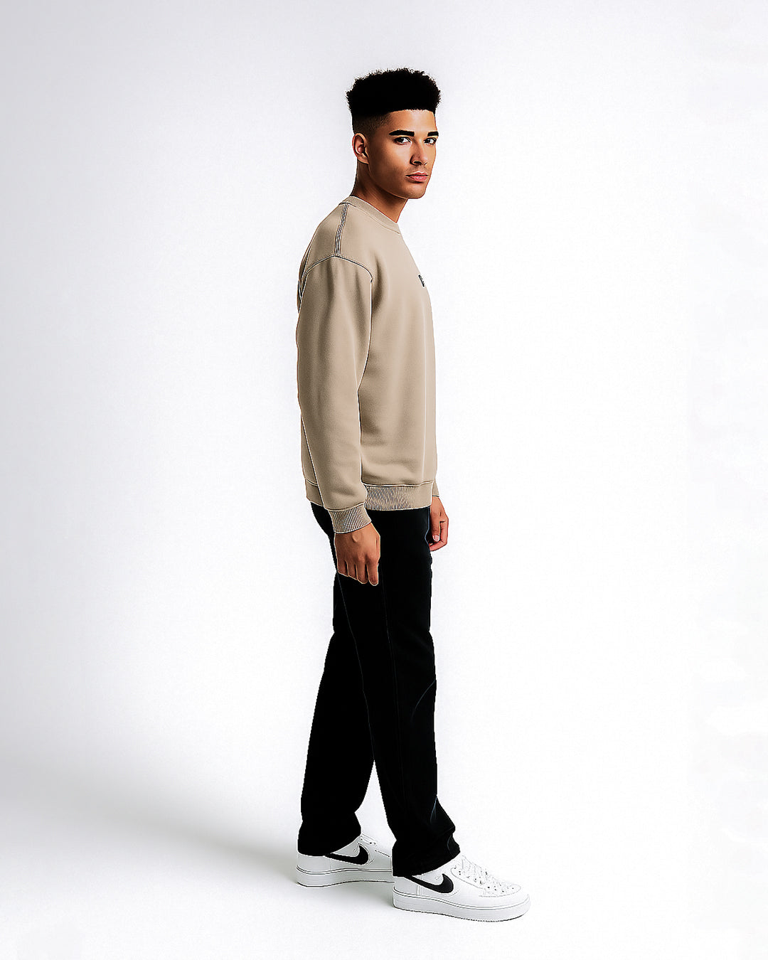 Jardan Branded Men’s “Blessed” Printed Fleece Sweatshirt – Beige MSWT-04