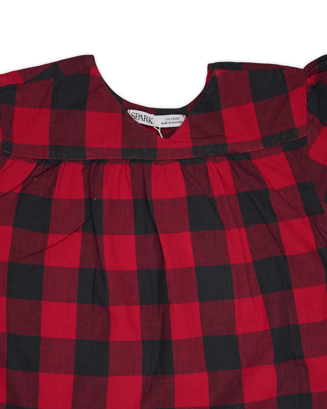 SPARK Branded Kids Buffalo Plaid Puff-Sleeve Fusion Top GF-15