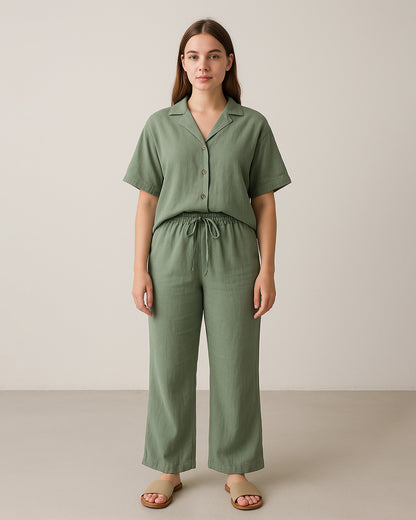 Zelig Branded Sage Green Linen Co-Ord Set WCS-04