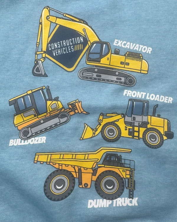 Branded Kids "Construction Vehicles" Graphic Blue Sweatshirt Sp-09