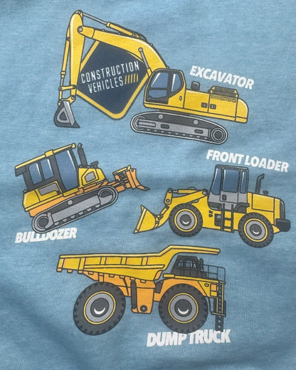Branded Kids "Construction Vehicles" Graphic Blue Sweatshirt Sp-09