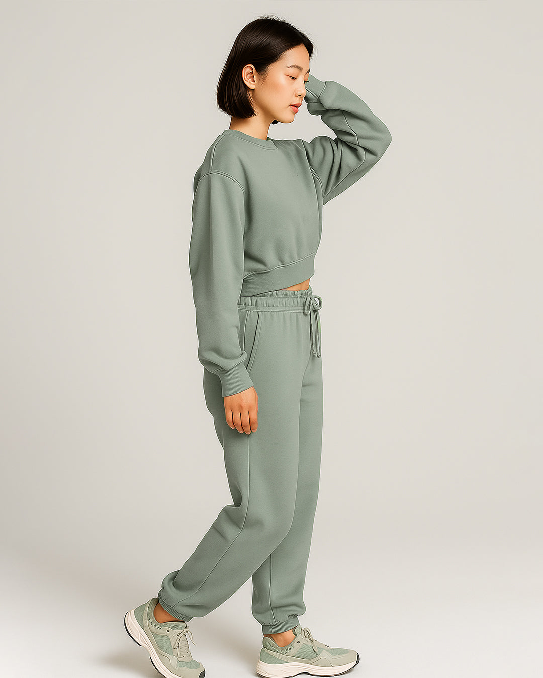Alos Branded Essential Winter Fleece Co-Ord Set – Sage Green (Premium Export) WCS-23