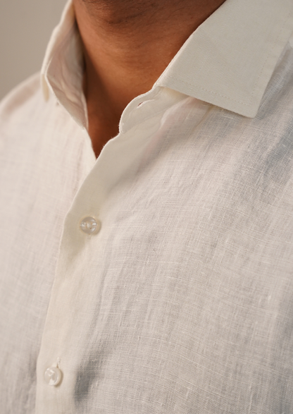 Moos Branded Mens Casual Shirt-White Linen MCS-37