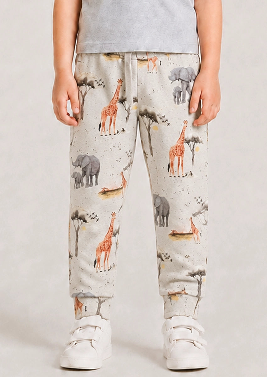 Branded KIds Trouser Cream Color With Animals Printed KUT-09