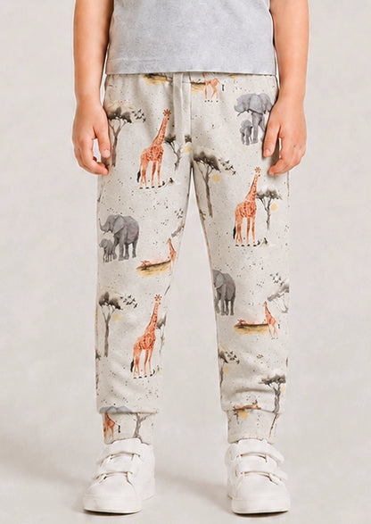 Branded KIds Trouser Cream Color With Animals Printed KUT-09