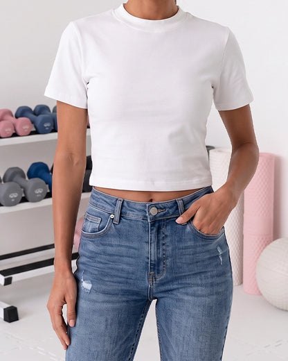 BOOH Branded Women’s Classic Crop Top – White WTT-14