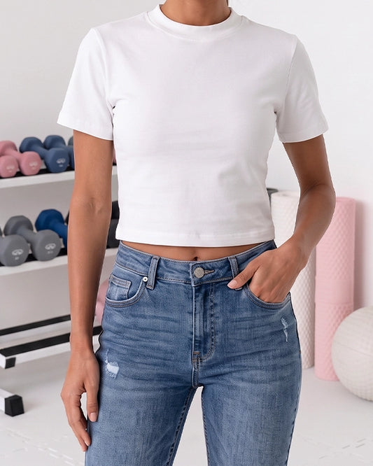 BOOH Branded Women’s Classic Crop Top – White WTT-14