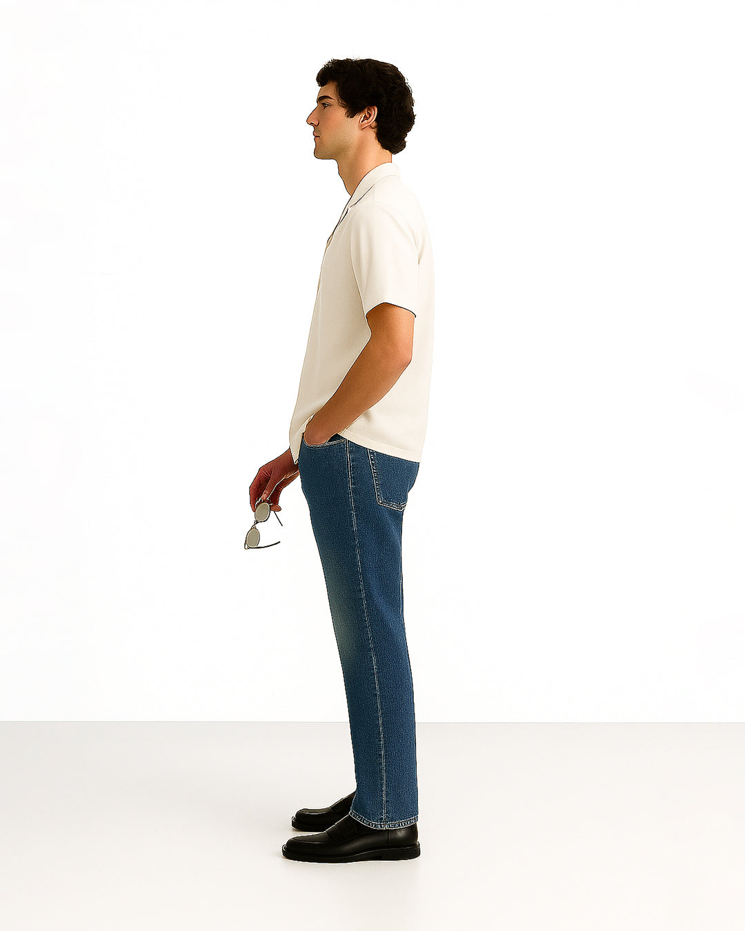 Zelig Branded Men’s Off-White Cuban Collar Linen Shirt MCS-22