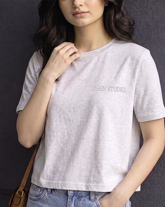 BOOH Branded Women’s Classic Crew Neck T-Shirt – Light Grey WT-05