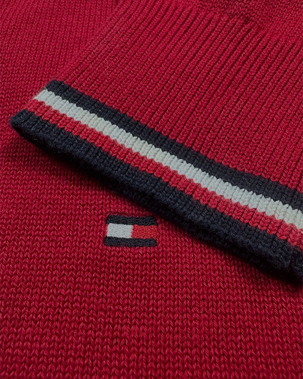 Tomie Hil Branded Charcoal Red Full-Ziper Mock Neck Sp-35