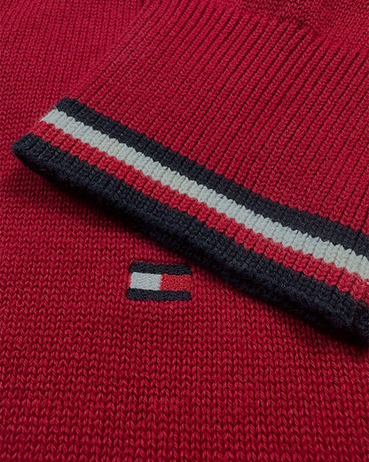 Tomie Hil Branded Charcoal Red Full-Ziper Mock Neck Sp-35