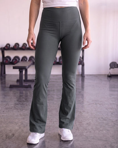 Alos Branded Women's Athletic Yoga Flare Tights - Grey WTS-05