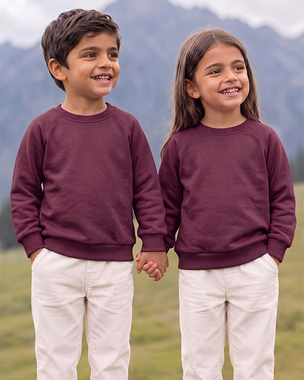 Branded Kids Plain Maroon Fleece Sweatshirt Sp-04
