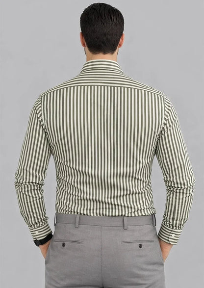 Branded Mens Formal Shirt-Olive Micro-Geometric MFS-58