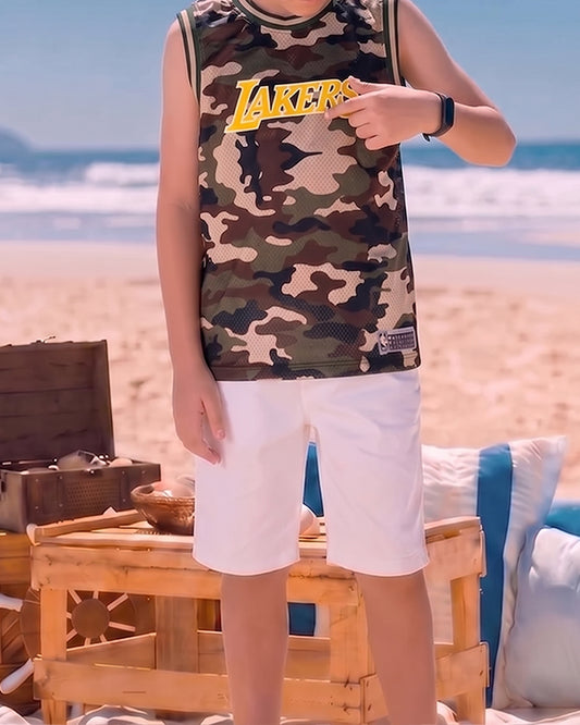 NBBA Branded Boy's Polyester Sando Camouflage Print BSO-01
