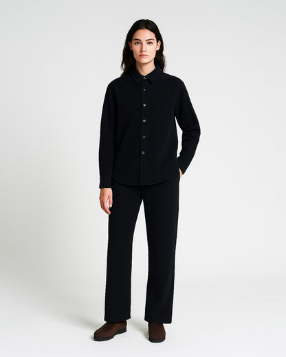 Spark Women’s Premium Button-Down Co-Ord Set - Black WCS-15