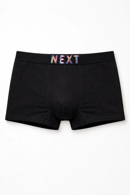 Branded Men’s Boxer Briefs – Black with Multicolor Logo Waistband BR-08