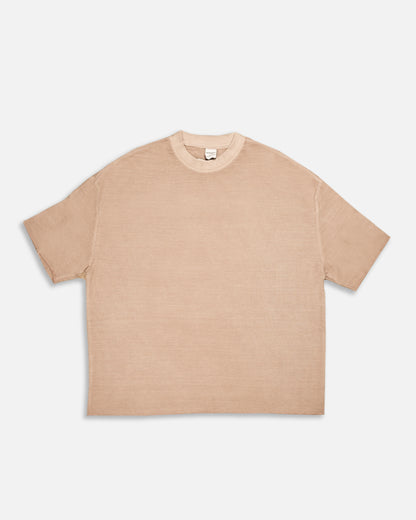 BERSK Men's Beige Textured Knit T-Shirt Drop Sholuder Mt-05