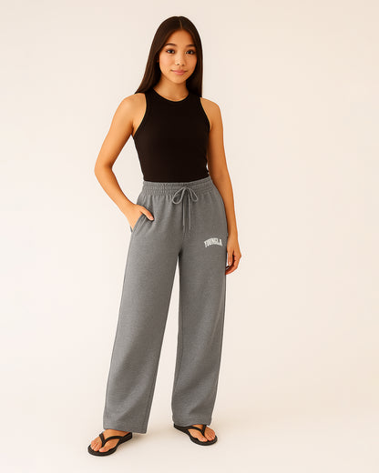 Younglay Winter Branded Unisex Fleece Wide-Leg Trousers – Grey UT-23