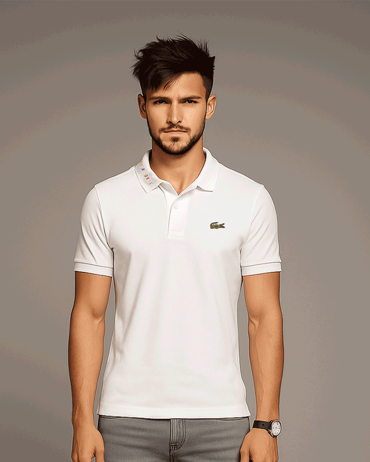 Lacostie Branded Polo T-shirt White Color Mpt-38