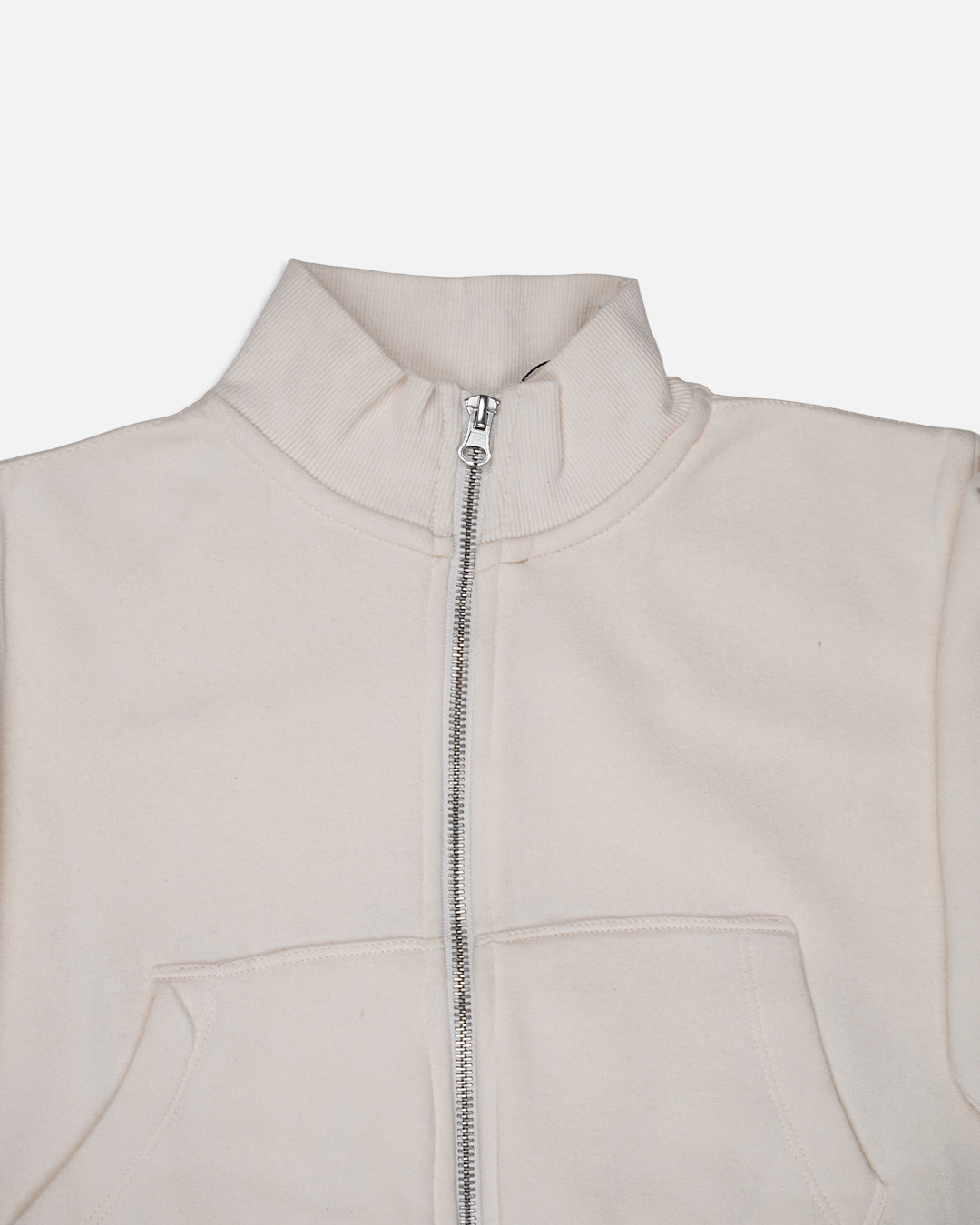 Women’s Premium Cropped High-Neck Zip-Up Jacket – Beige WJ-07