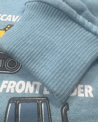 Branded Kids "Construction Vehicles" Graphic Blue Sweatshirt Sp-09
