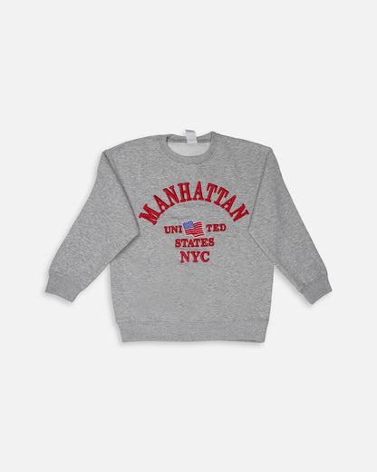 ZARRAA Premium Manhattan NYC Kids’ Embroidered Sweatshirt – Grey Branded  KSWT-05