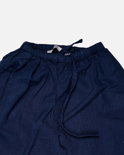 Spark Women’s Premium Linen-Blend Button Down Co-Ord Set – Navy Blue WCS-14