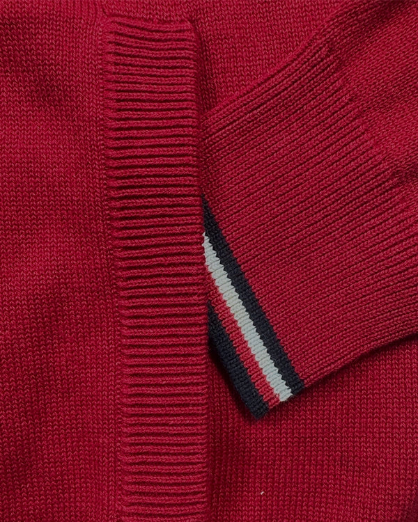 Tomie Hil Branded Charcoal Red Full-Ziper Mock Neck Sp-35