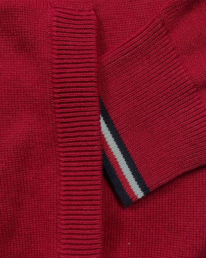 Tomie Hil Branded Charcoal Red Full-Ziper Mock Neck Sp-35
