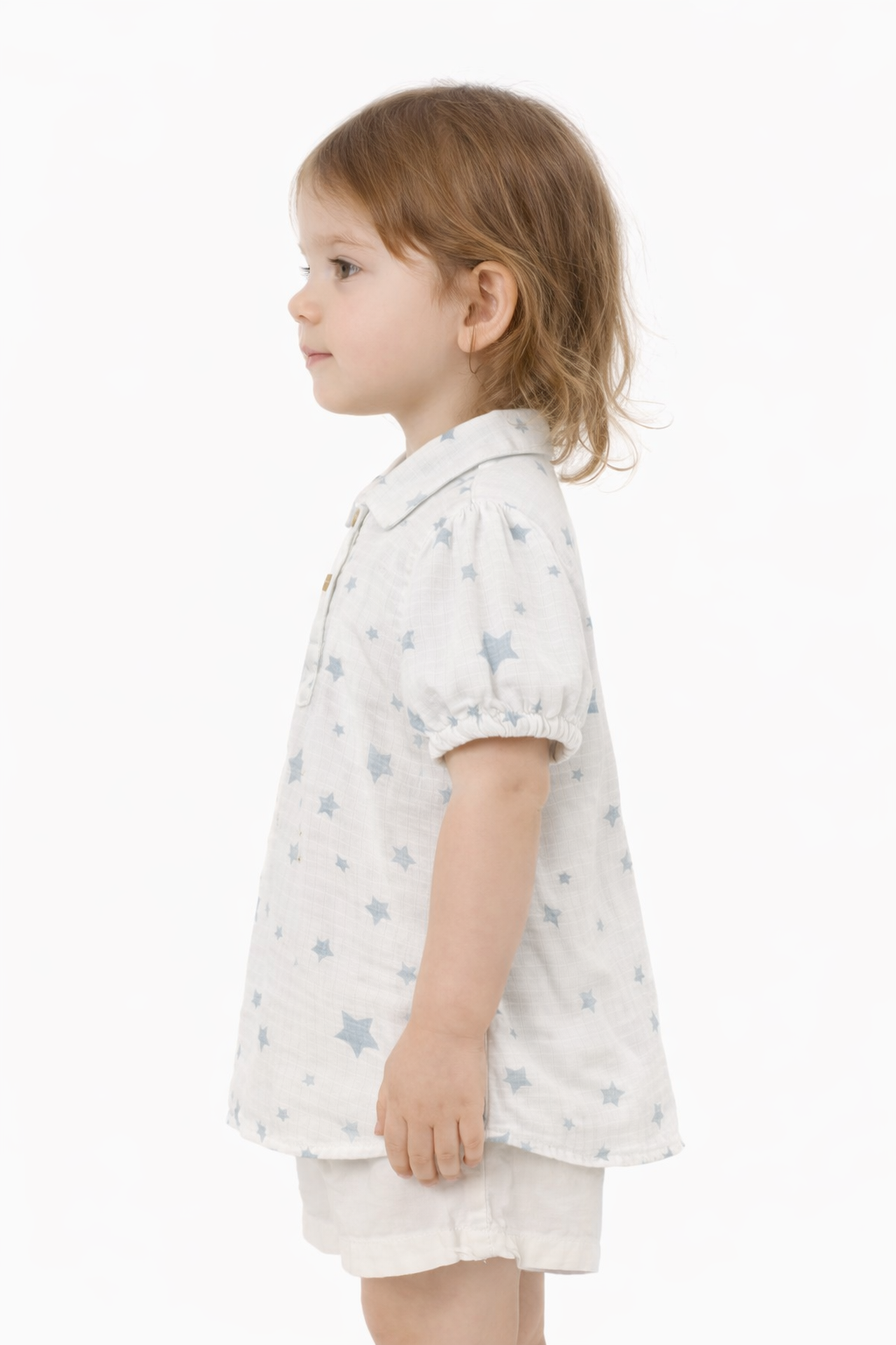 Spark Branded Girls Star Print Cotton Shirt – Soft White GF-02