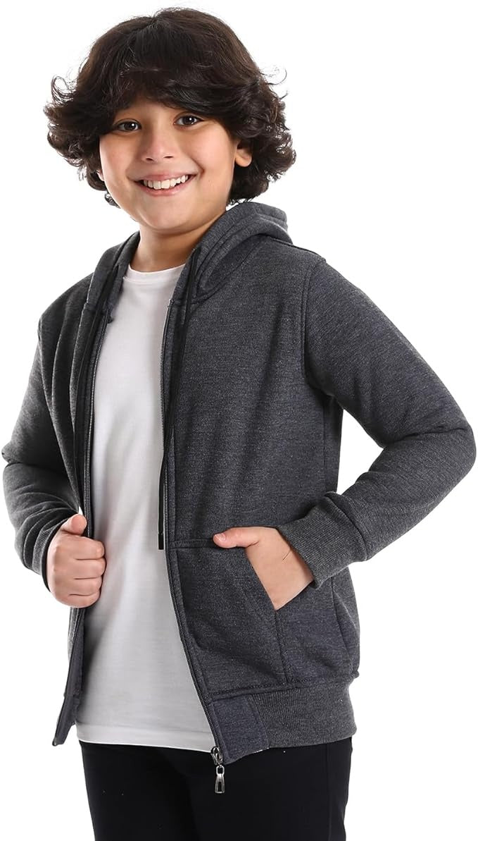 LFTY Kids Zipper Hoodie Dark Grey Color KZH-03