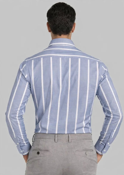 Calvy Klien Branded Mens Formal Shirt-Blue And White Striped MFS-65