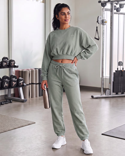 Alos Branded Essential  Fleece Co-Ord Set – Sage Green (Premium Export)(Trouser & Shirt sold separately)WCS-23