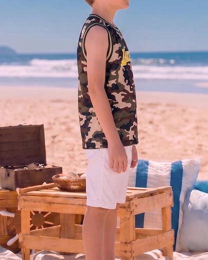 NBBA Branded Boy's Polyester Sando Camouflage Print BSO-01
