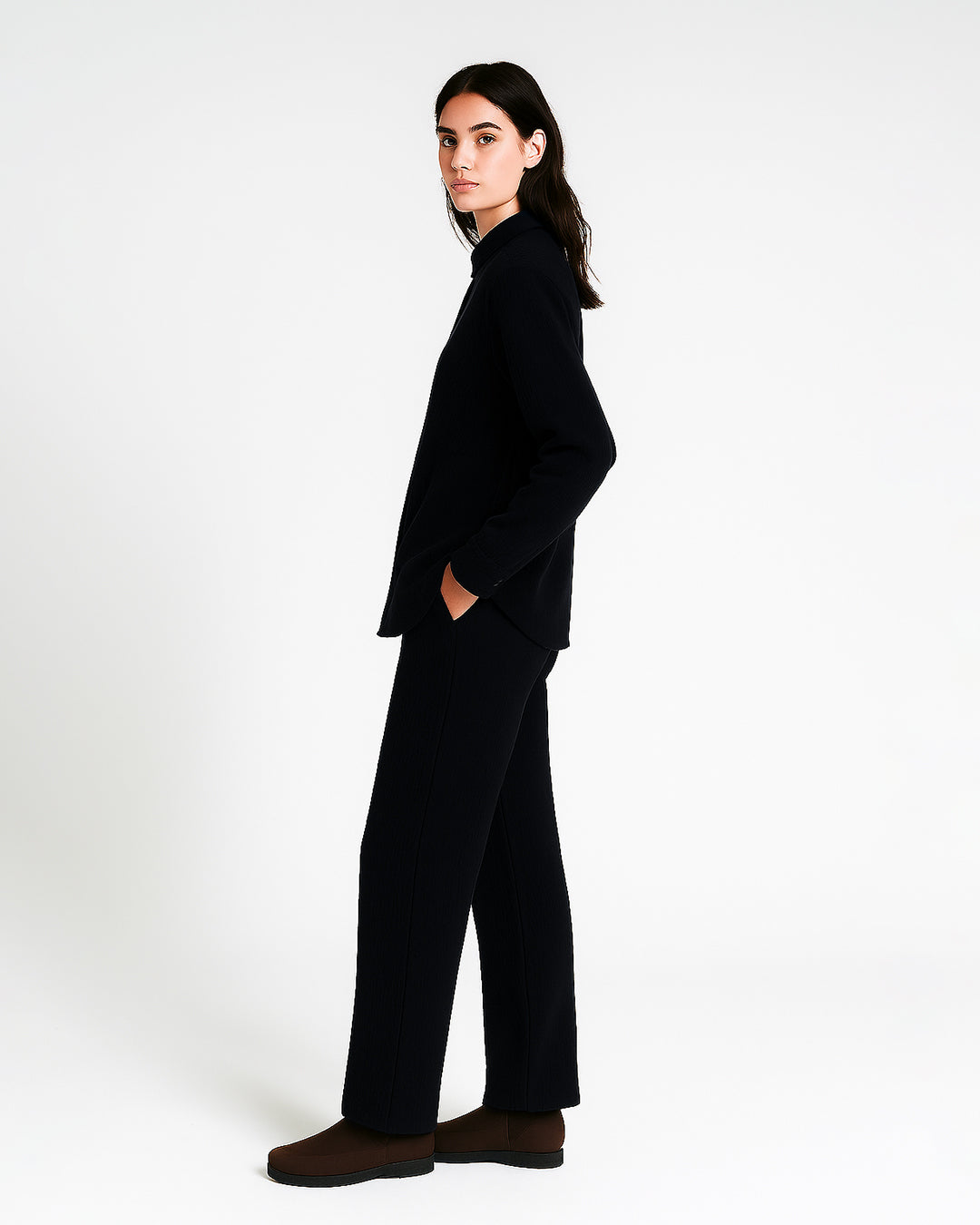 Spark Women’s Premium Button-Down Co-Ord Set - Black WCS-15