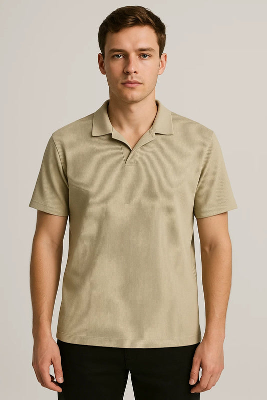 Spark Men's Rib Polo T-shirt Camel Brown Color MPT-10