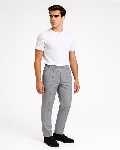 Zelig Branded Men's Ash Grey Textured Trouser MTR-04