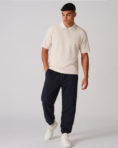 Branded Winter Men's Cream Textured Knit Polo Shirt MPT-70