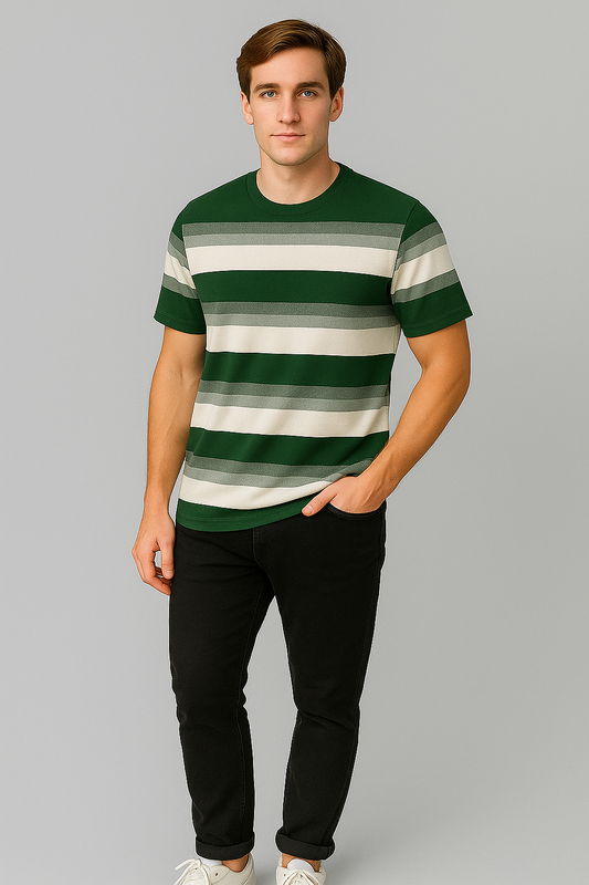 East Hll Branded Men's Green & White Color T-shirt MT-03