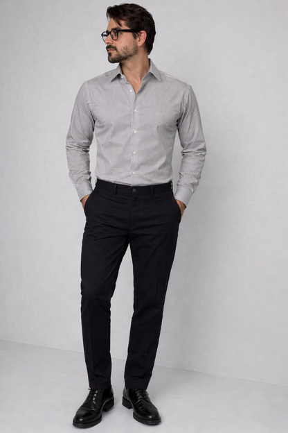 Moos Branded Mens Casual Shirt-Grey Micro-Stripe MCS-44